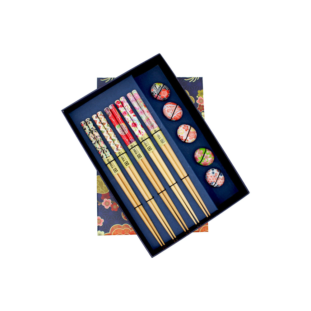 Chopstick & Rest Set - Colourful