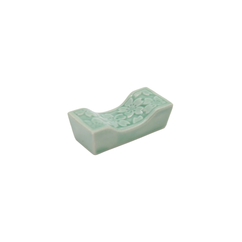 Chopstick Rest - Sakura Pattern in Celadon Green