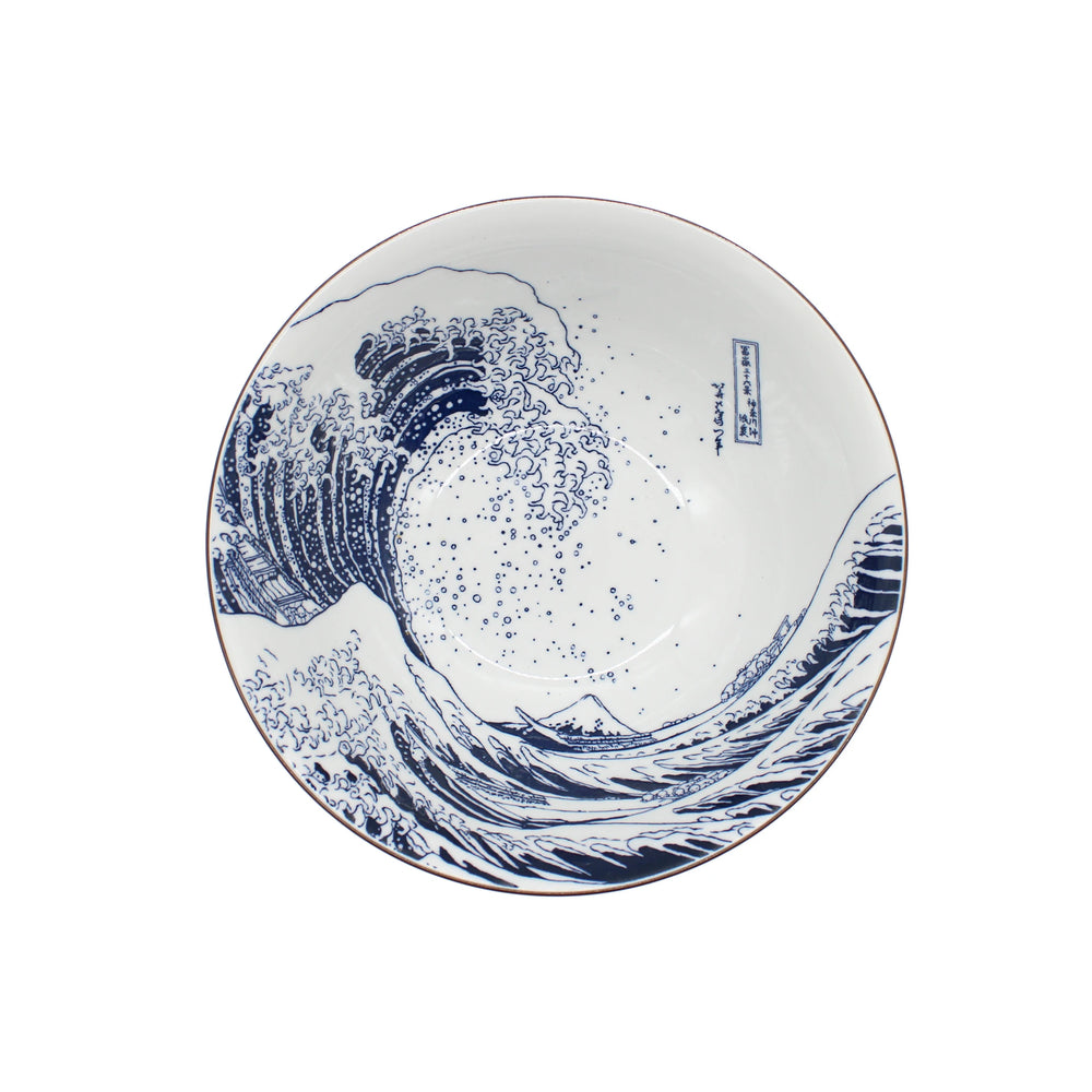 Deep Ramen Bowl - Great Wave Design White