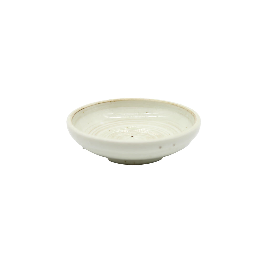 Soy Sauce Dish - White Kohiki Vortex