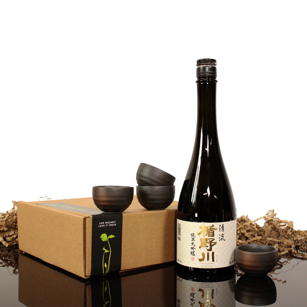 Stream Sake with Set of Four Sake Cups