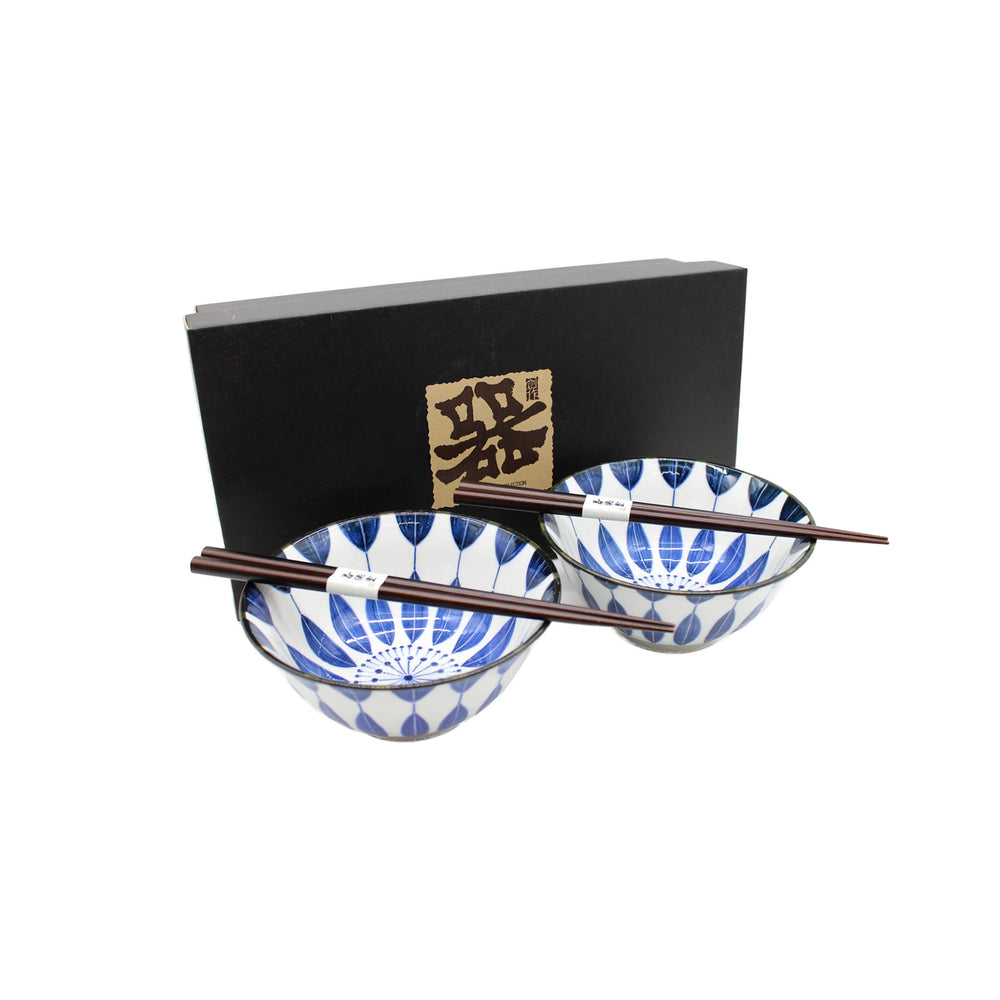 Sunflower Design Bowls Gift Set - White & Blue